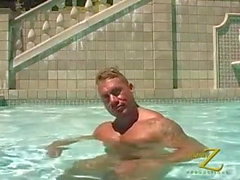 Muscle stud by the pool