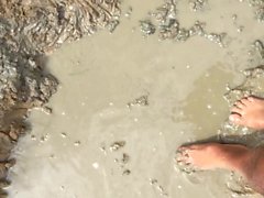 Naked muddy feet fun