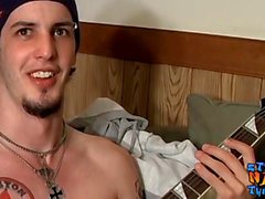 Straight thug Axel masturbation after playing guitar solo