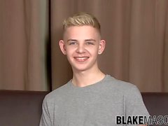 Twink blond Alex Silvers interview and masturbation cumshot