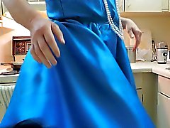 Sissy Ray in Blue Dress and Black Petticoat in Kitchen