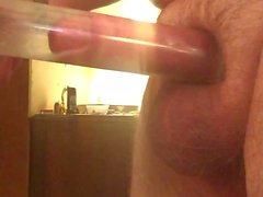 Masturbation with cock rings and weights