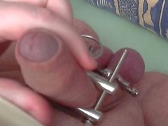 Amazing CBT on my cock and balls with my newest device including sticky fun