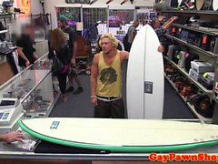 Pawnshop surfer cockriding for quick cash