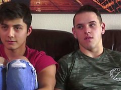 Latin twinks spanking with cum in ass