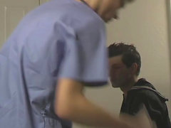 Young doctor sucks his patient long cock and rides him