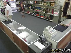 Amateur dude tries hard cock in the shop