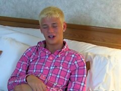 Skinny blond twink Kyle Richerds cums after an interview