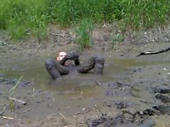 arousing mud romp naked with glasses