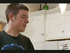 Gay roommates fuck in kitchen