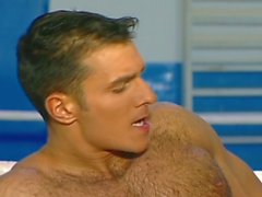 Hairy muscled gay hunks anal fucking after hot training