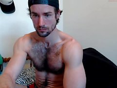 Muscle hairy man jerk off