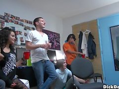 Crazy gay boys enjoy a group act and suck weenies
