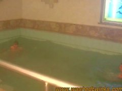 three Russian boys on pool