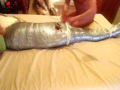 Mummified, mummification, mummified bondage handjob