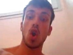 Spanish guy cums in the shower