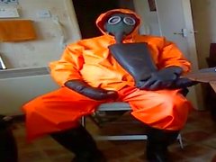 Cock play and wank in my orange oilskins.