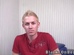 Blonde mohawk guy gets gangbanged by black thugs