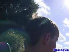 Amateur college teens humiliated outdoors