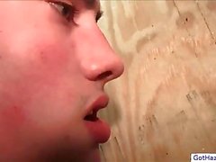 Dude jerking & sucking cock from glory hole