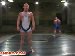 Two bodybuilders fight balls to the wall and then fuck