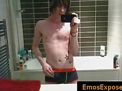 Tatooed emo twink selfshot in mirror part2