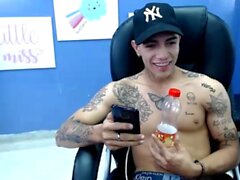 Hot gay boy solo jerking and toying show in front of webcam