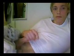 Danish Cute Blond Boy And Play Dick With Cum Splashing In Bed